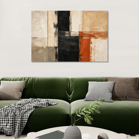 INVIN ART Framed Canvas 100% Handpainted Oil Painting Black and Rust Junction Wall Art