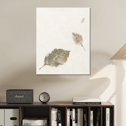 INVIN ART Framed Canvas 100% Handpainted Oil Painting Leaves Held by the Wind Wall Art