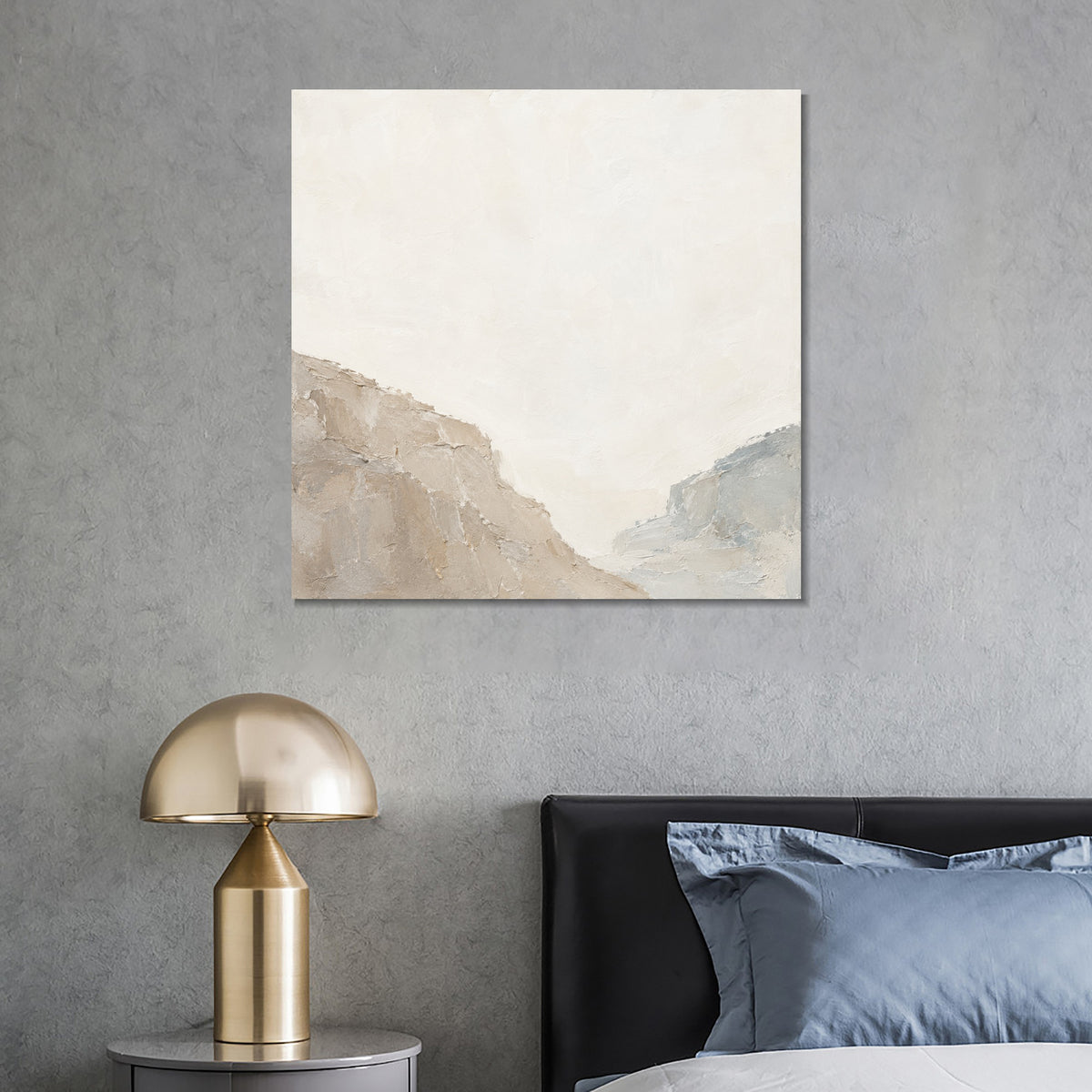 INVIN ART Framed Canvas 100% Handpainted Oil Painting Two Sides of an Empty Valley Wall Art