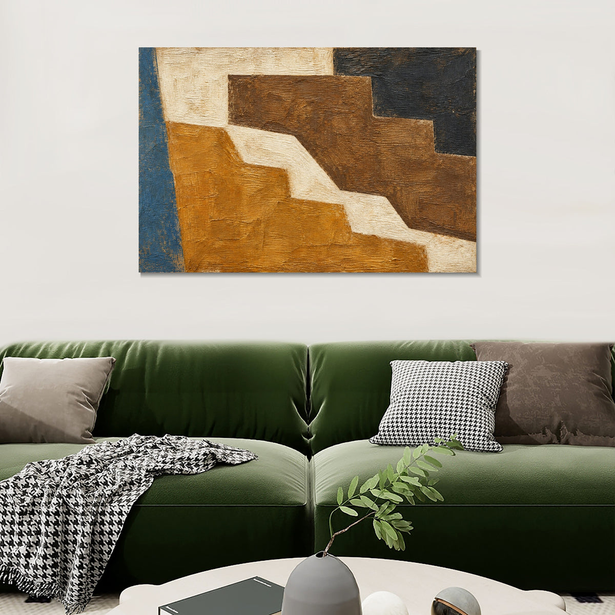 INVIN ART Framed Canvas 100% Handpainted Oil Painting Ochre Terraces Wall Art