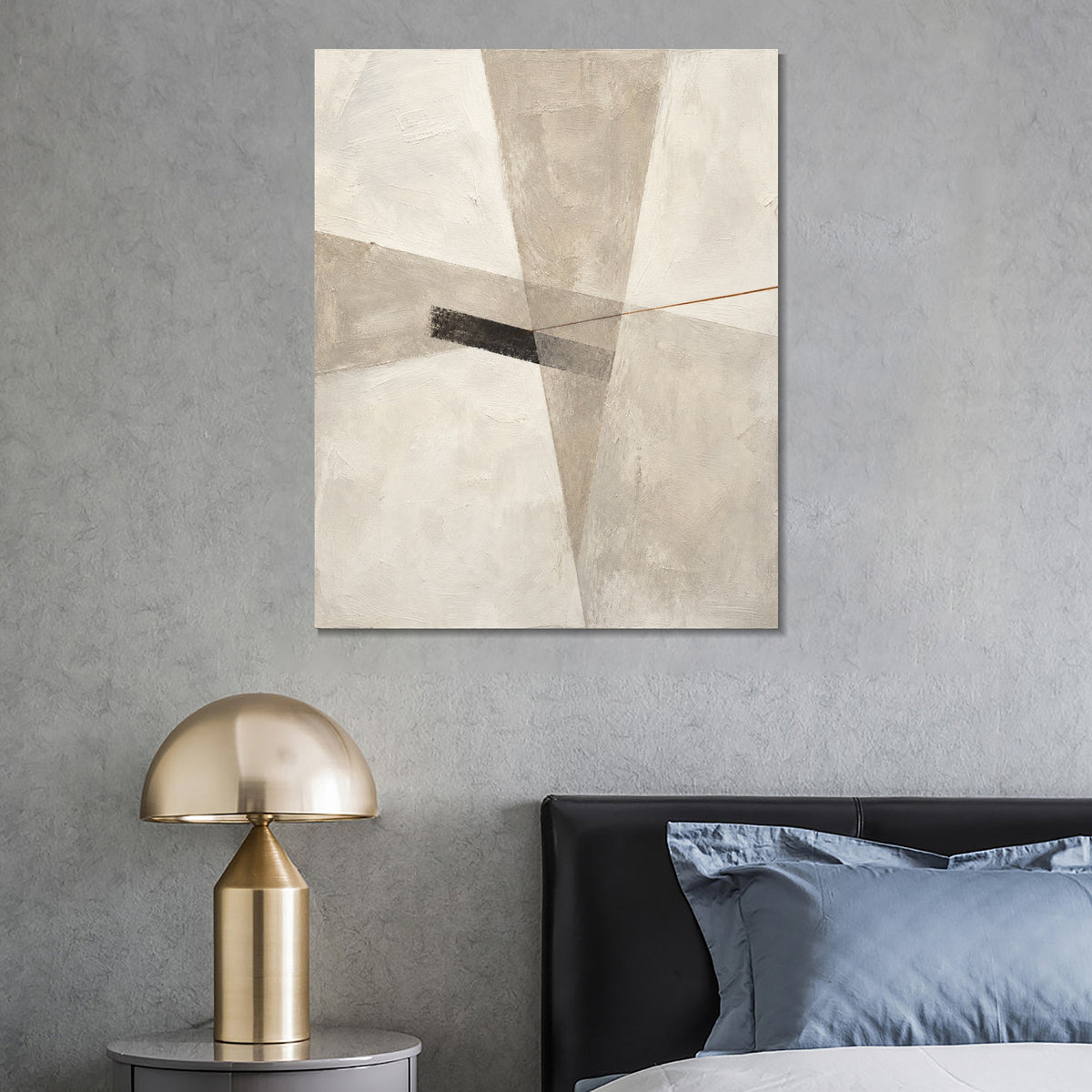 INVIN ART Framed Canvas 100% Handpainted Oil Painting Intersecting Gray Planes Wall Art