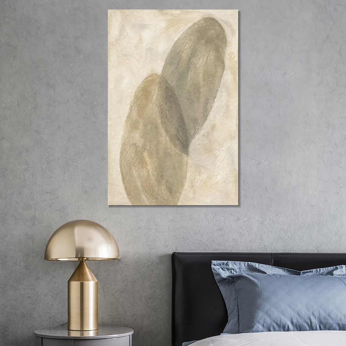 INVIN ART Framed Canvas 100% Handpainted Oil Painting Two Leaning Pebbles Wall Art