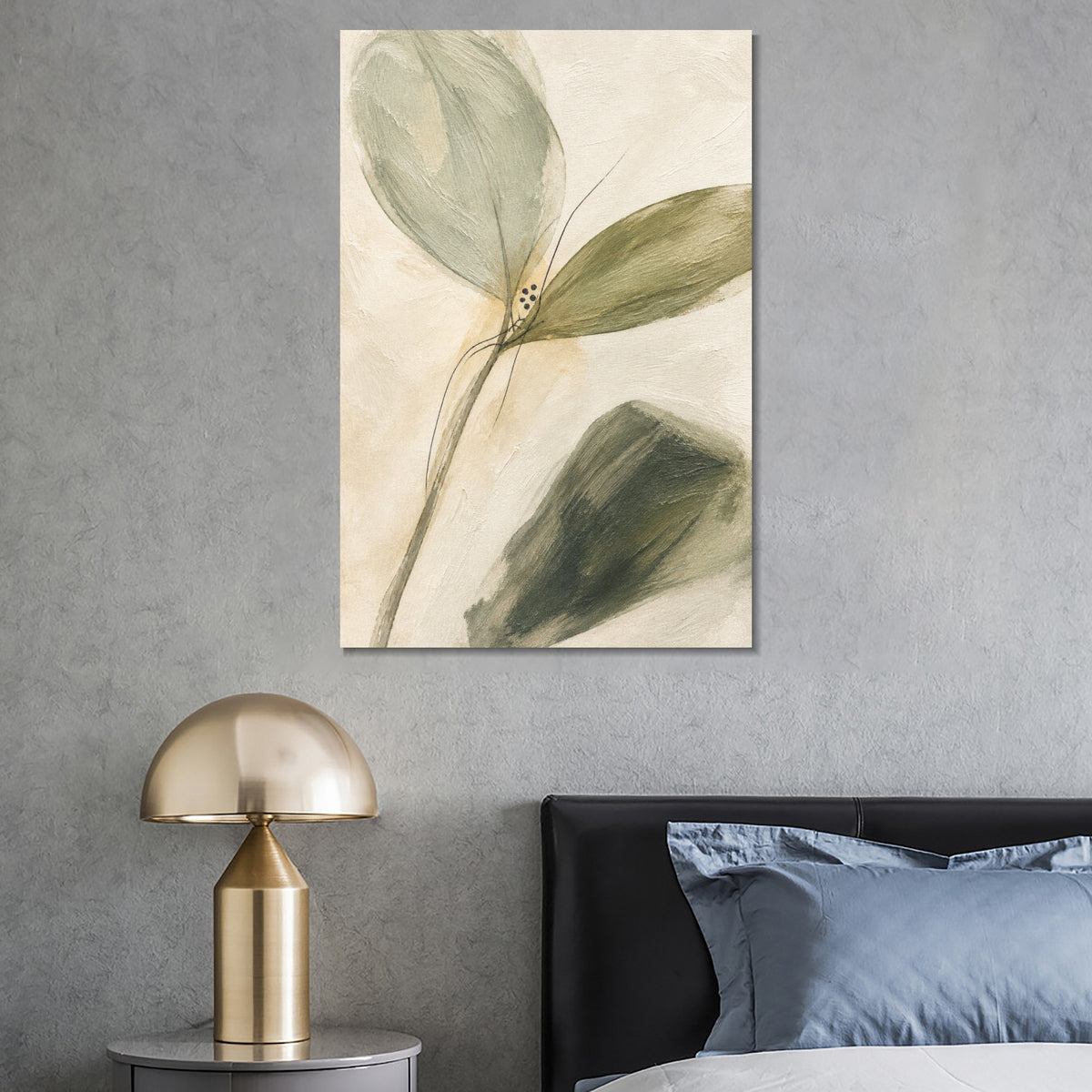 INVIN ART Framed Canvas 100% Handpainted Oil Painting Unfolding Green Leaves Wall Art