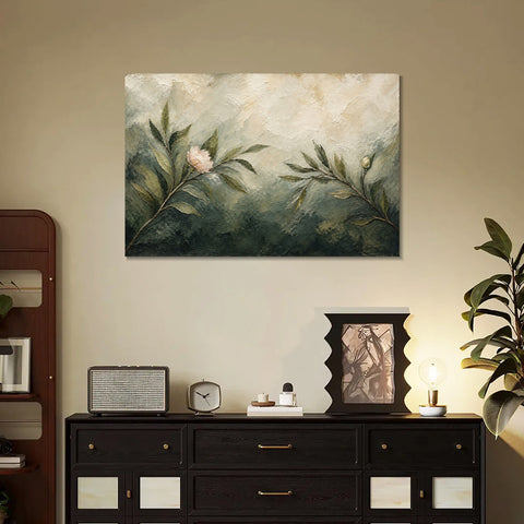 INVIN ART Framed Canvas 100% Handpainted Oil Painting First Blossom in the Green Wall Art