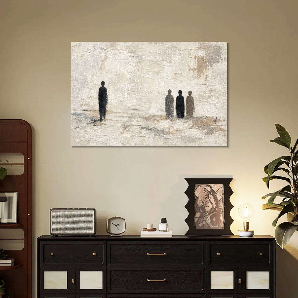 INVIN ART Framed Canvas 100% Handpainted Oil Painting Near and Far Wall Art