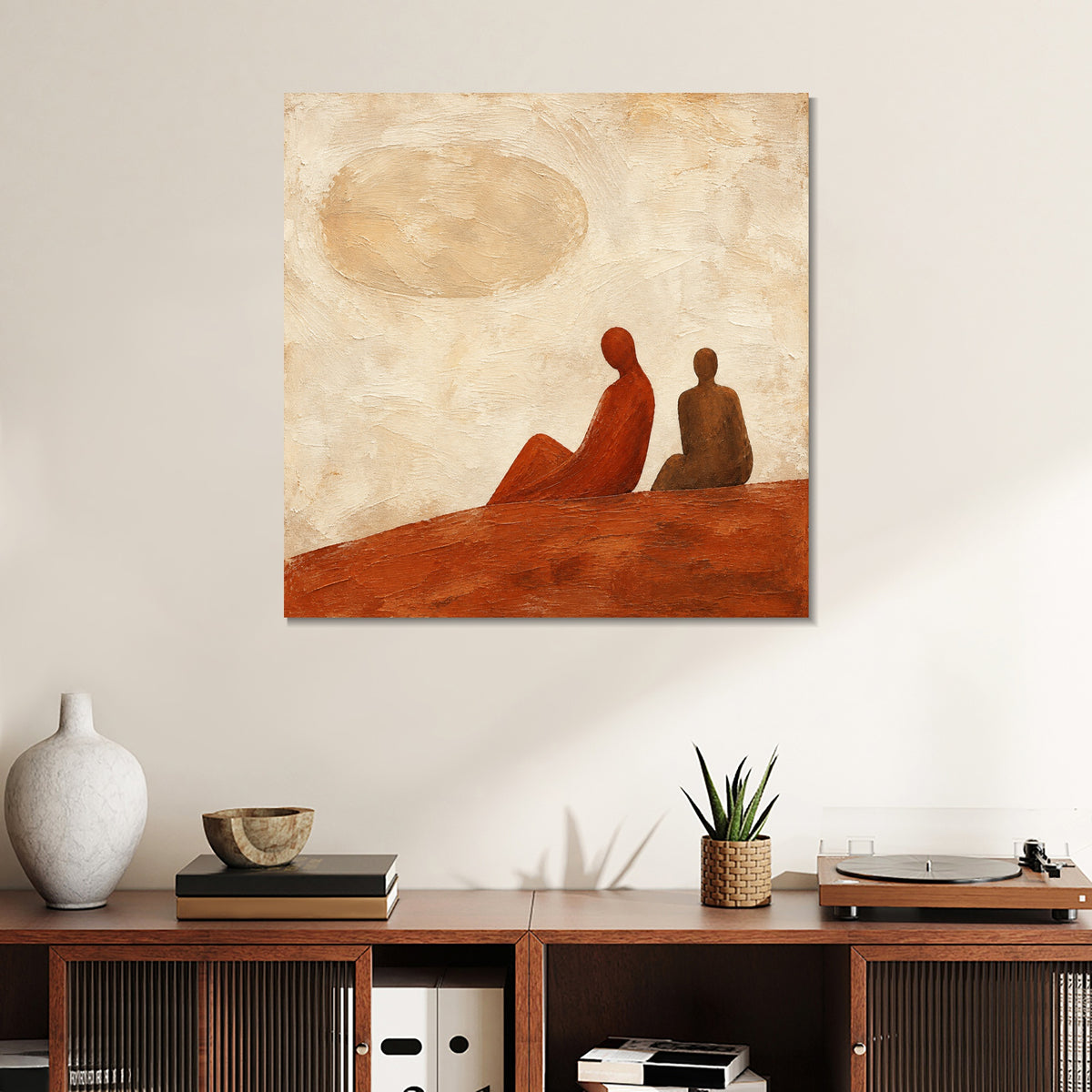 INVIN ART Framed Canvas 100% Handpainted Oil Painting Beneath the Golden Sky Wall Art