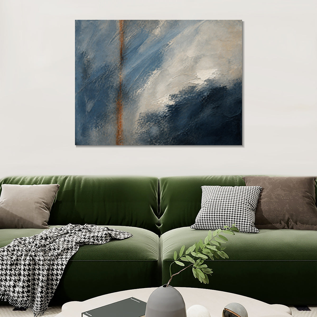 INVIN ART Framed Canvas 100% Handpainted Oil Painting Blue Direction Wall Art