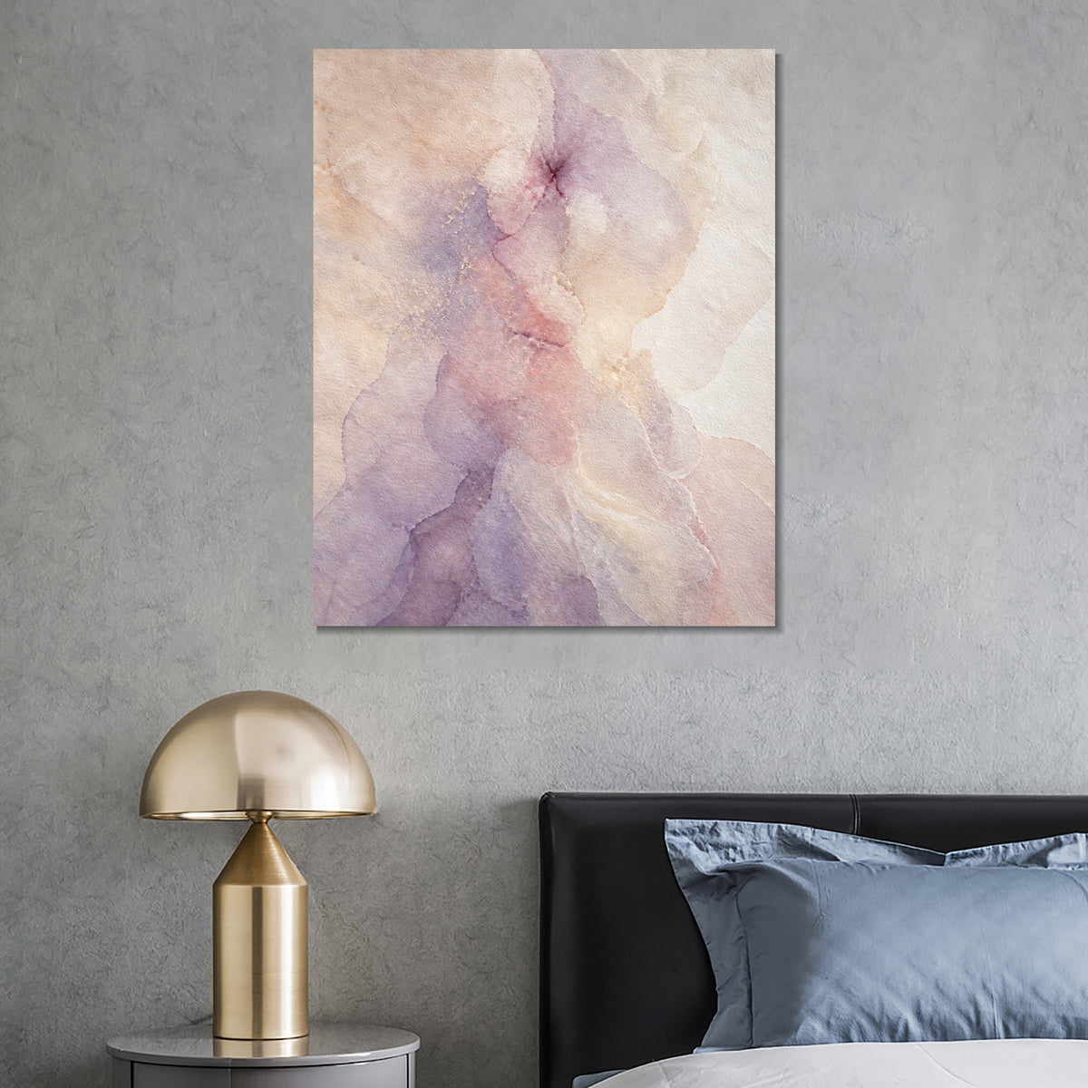 INVIN ART Framed Canvas 100% Handpainted Oil Painting Blush and Lavender Mist Wall Art