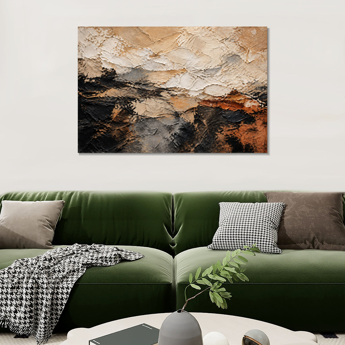 INVIN ART Framed Canvas 100% Handpainted Oil Painting Rising Rock Layers Wall Art
