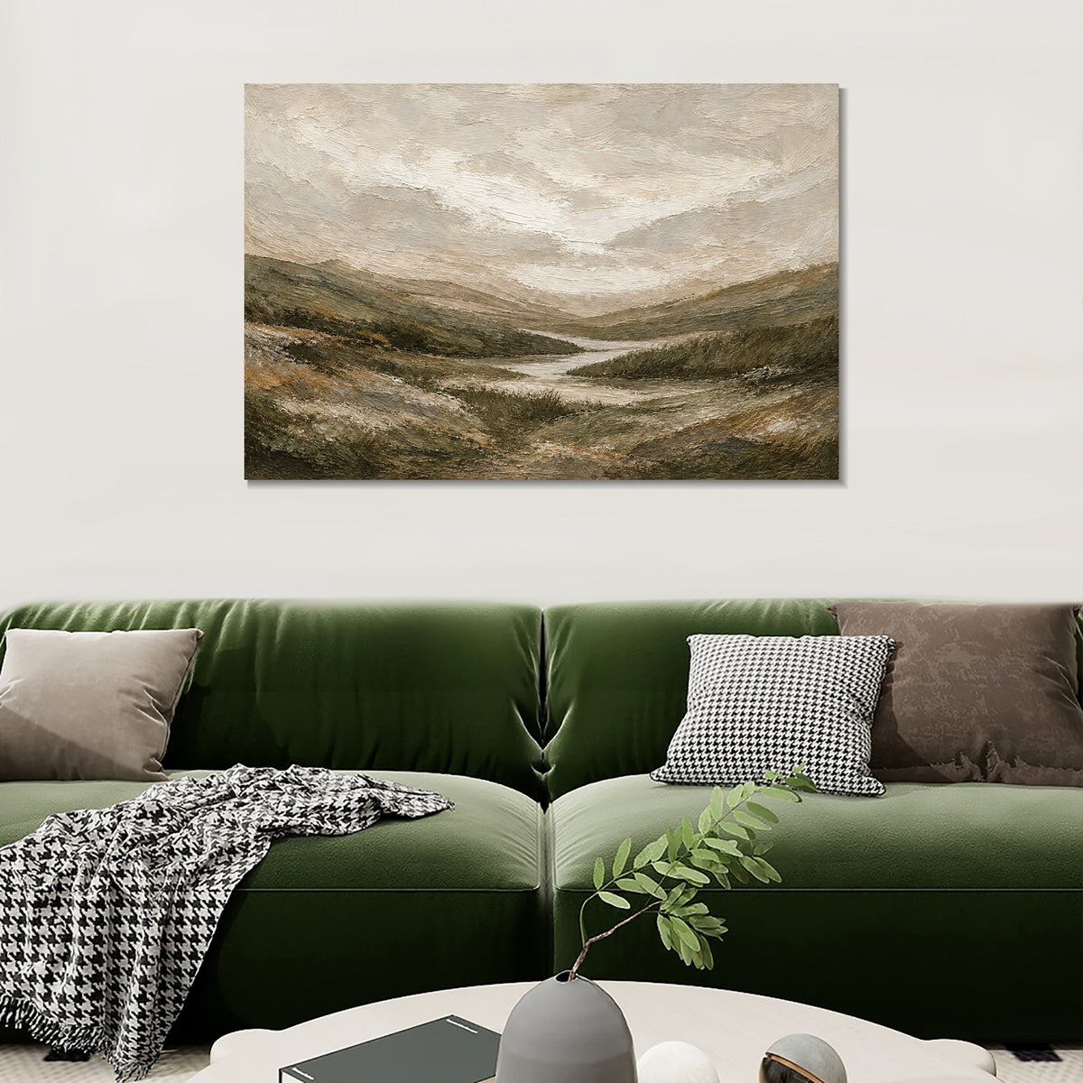 INVIN ART Framed Canvas 100% Handpainted Oil Painting Stream Through the Valley Wall Art