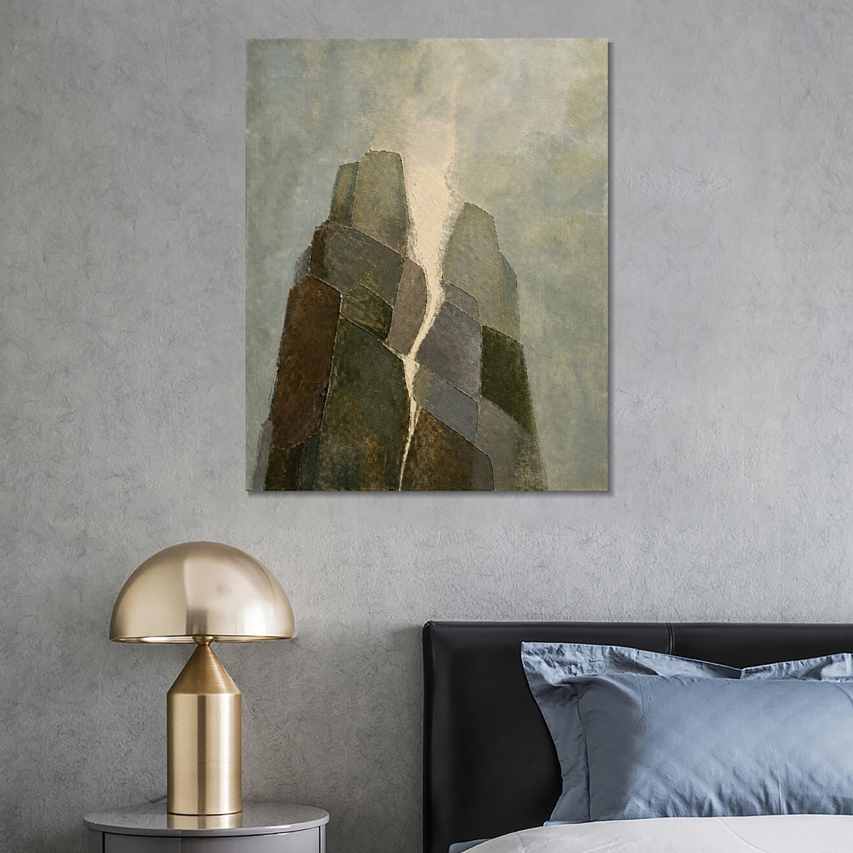 INVIN ART Framed Canvas 100% Handpainted Oil Painting Standing Stone Peaks Wall Art