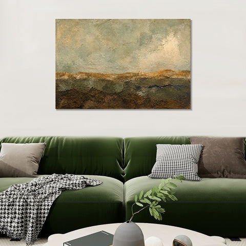 INVIN ART Framed Canvas 100% Handpainted Oil Painting Bearing Earth-Tone Landscape Wall Art
