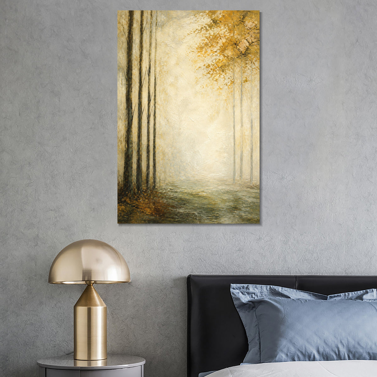 INVIN ART Framed Canvas 100% Handpainted Oil Painting Morning Light at the Forest Edge Wall Art