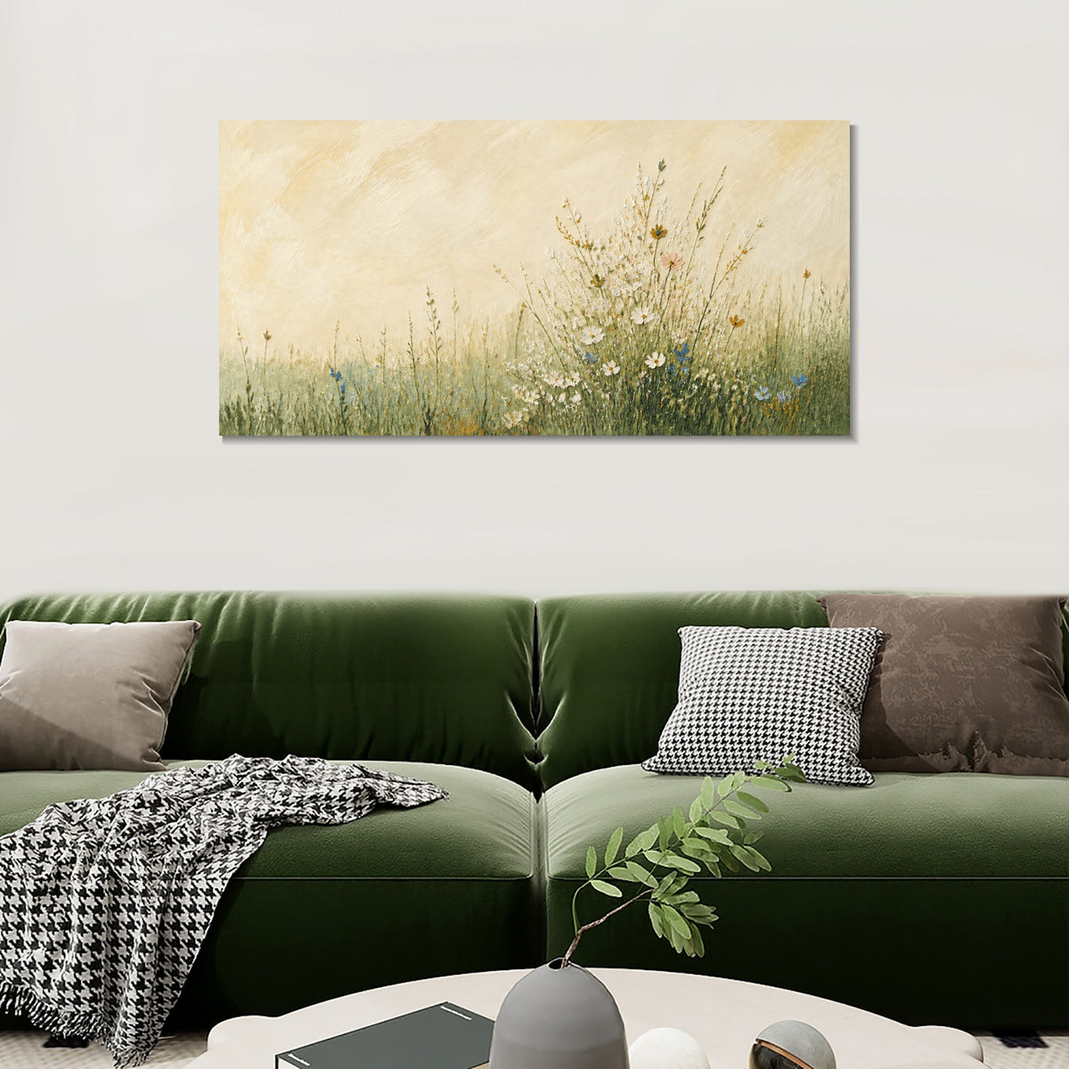 INVIN ART Framed Canvas 100% Handpainted Oil Painting Wildflowers in Warm Light Wall Art