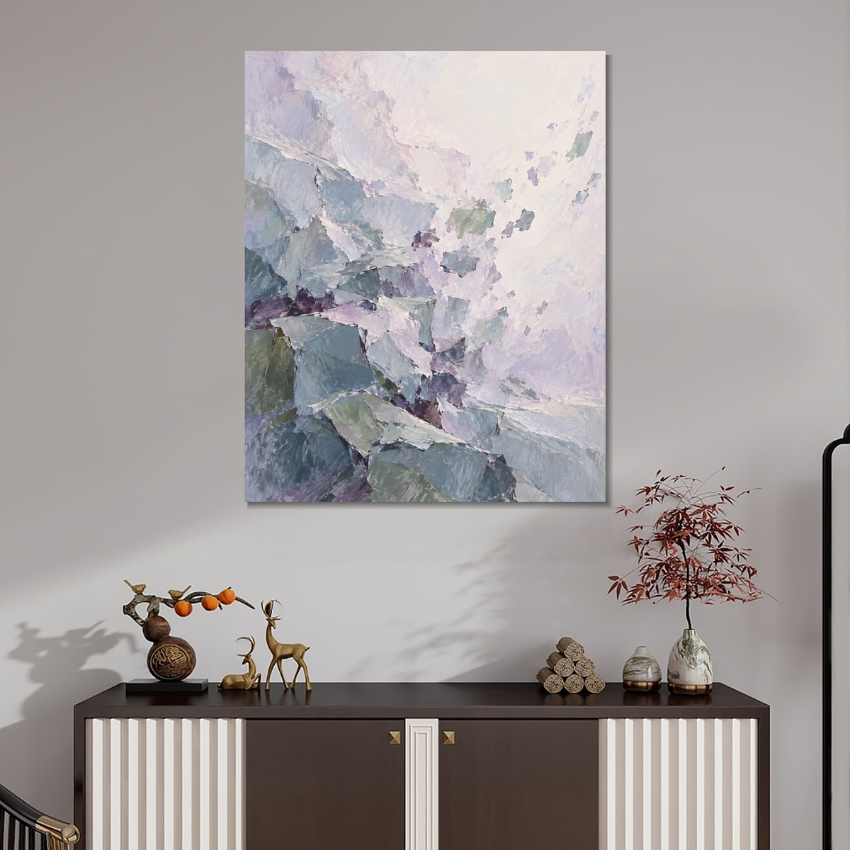INVIN ART Framed Canvas 100% Handpainted Oil Painting Pastel Fragments in Motion Wall Art