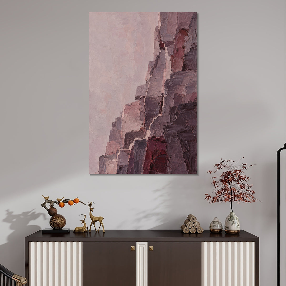 INVIN ART Framed Canvas 100% Handpainted Oil Painting Red Rock Facets Wall Art