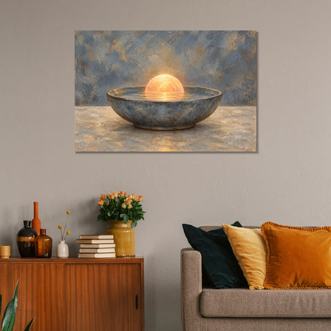 INVIN ART Framed Canvas 100% Handpainted Oil Painting Sunrise Within the Bowl Wall Art