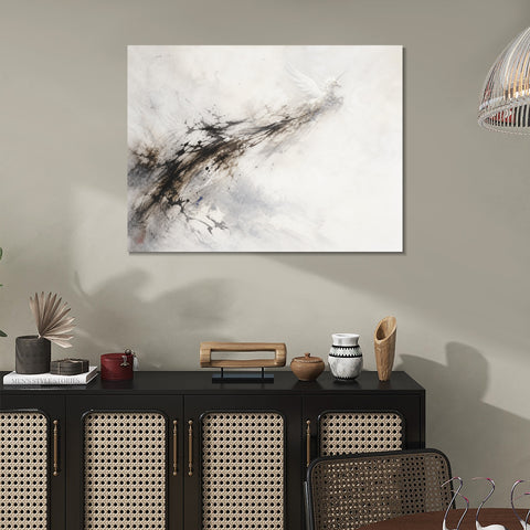 INVIN ART Framed Canvas 100% Handpainted Oil Painting Unicorn in Ink and Mist Wall Art