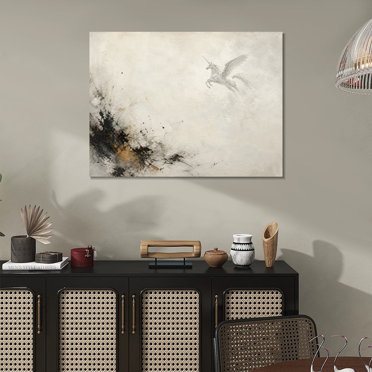 INVIN ART Framed Canvas 100% Handpainted Oil Painting Flight Through Open Space Wall Art
