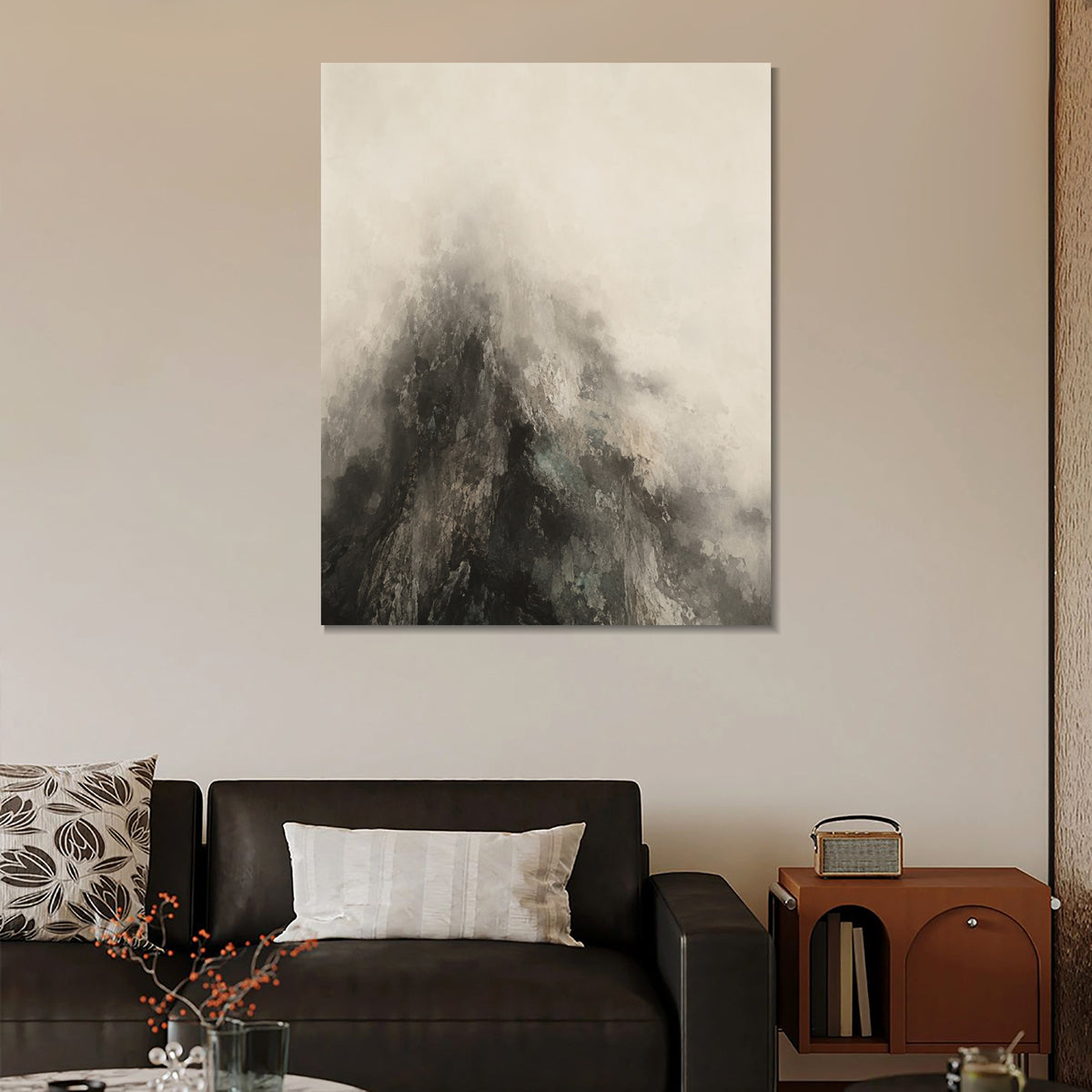 INVIN ART Framed Canvas 100% Handpainted Oil Painting Mountain Without a Summit Wall Art