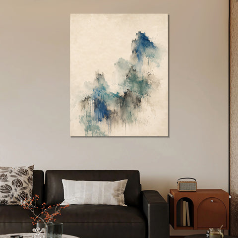 INVIN ART Framed Canvas 100% Handpainted Oil Painting Blue Green Memory Wall Art