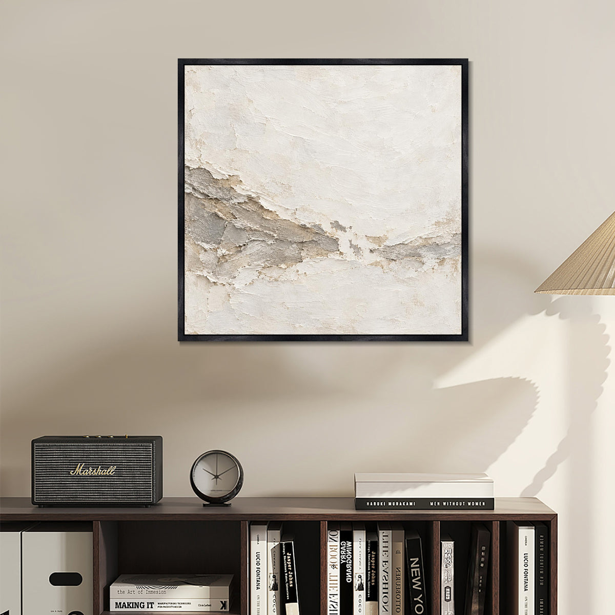 INVIN ART Framed Canvas 100% Handpainted Oil Painting Chalk Tidemark Wall Art
