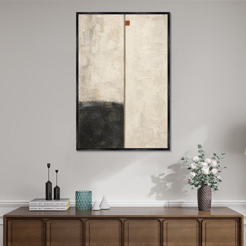 INVIN ART Framed Canvas 100% Handpainted Oil Painting Fine Line and Dark Corner Wall Art