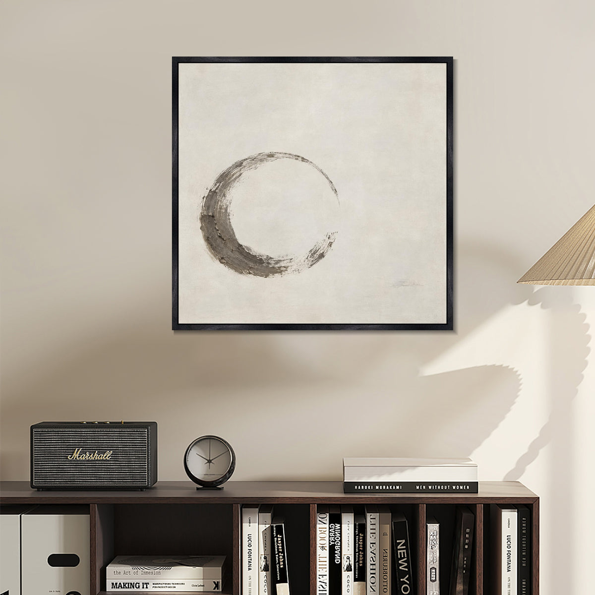 INVIN ART Framed Canvas 100% Handpainted Oil Painting Unfinished Circle Wall Art
