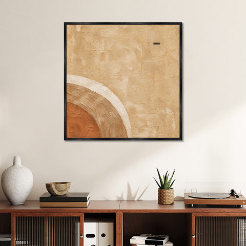 INVIN ART Framed Canvas 100% Handpainted Oil Painting Ochre Curves Wall Art