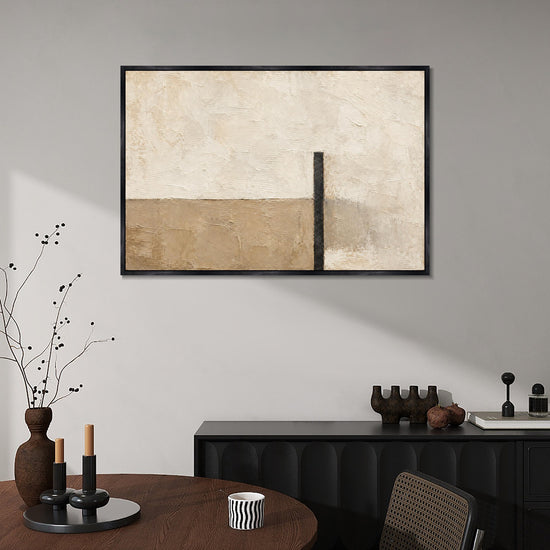 INVIN ART Framed Canvas 100% Handpainted Oil Painting Black Pillar at the Horizon Wall Art