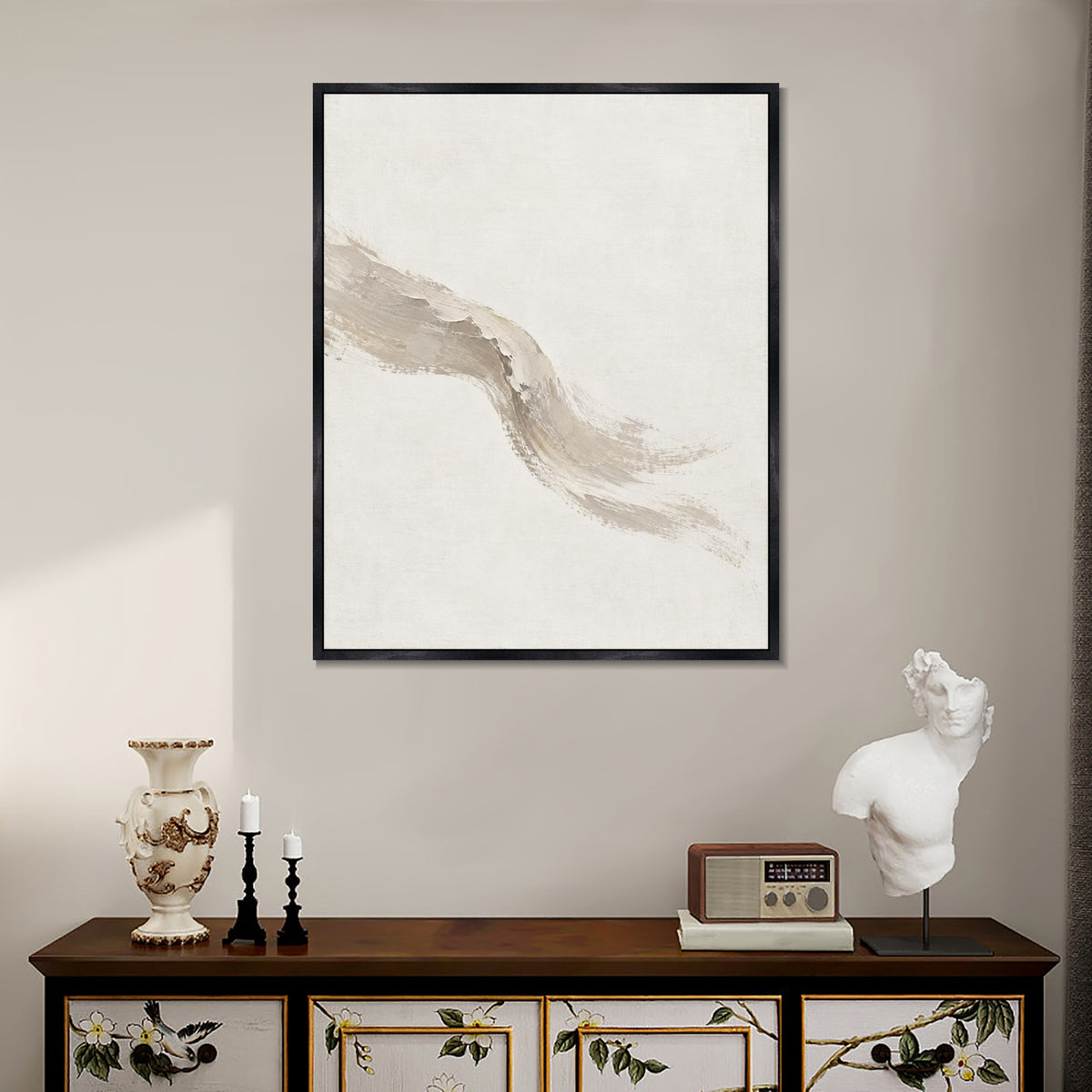 INVIN ART Framed Canvas 100% Handpainted Oil Painting Wind Across Linen Wall Art