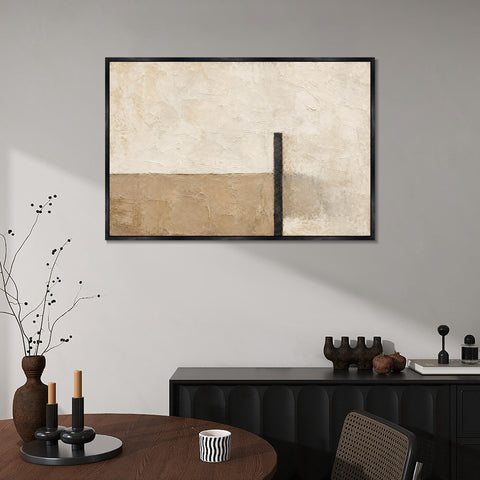 INVIN ART Framed Canvas 100% Handpainted Oil Painting Black Pillar at the Horizon Wall Art