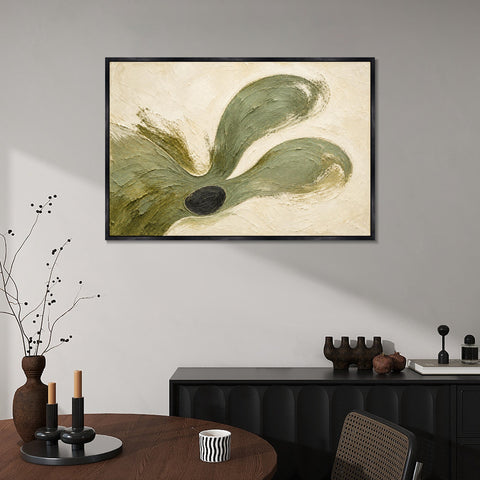 INVIN ART Framed Canvas 100% Handpainted Oil Painting Olive Petal Flow Wall Art