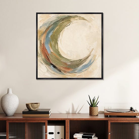 INVIN ART Framed Canvas 100% Handpainted Oil Painting Circular Current Wall Art