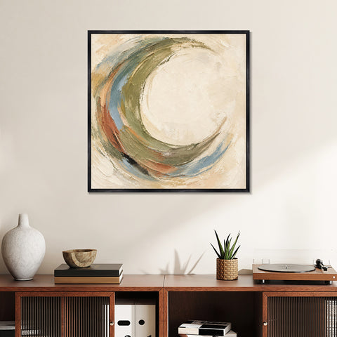 INVIN ART Framed Canvas 100% Handpainted Oil Painting Circular Current Wall Art