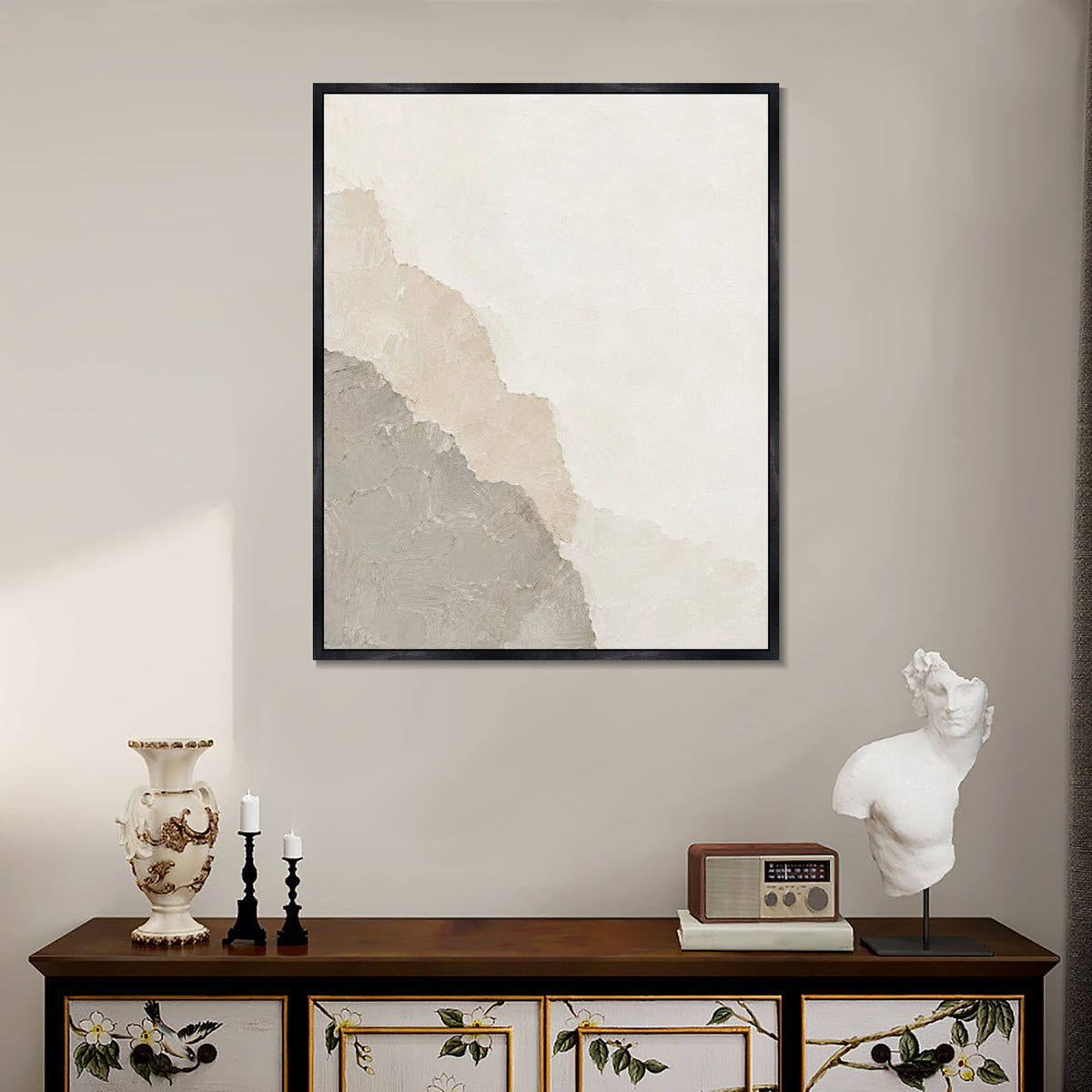 INVIN ART Framed Canvas 100% Handpainted Oil Painting Seams of Old Paper Wall Art