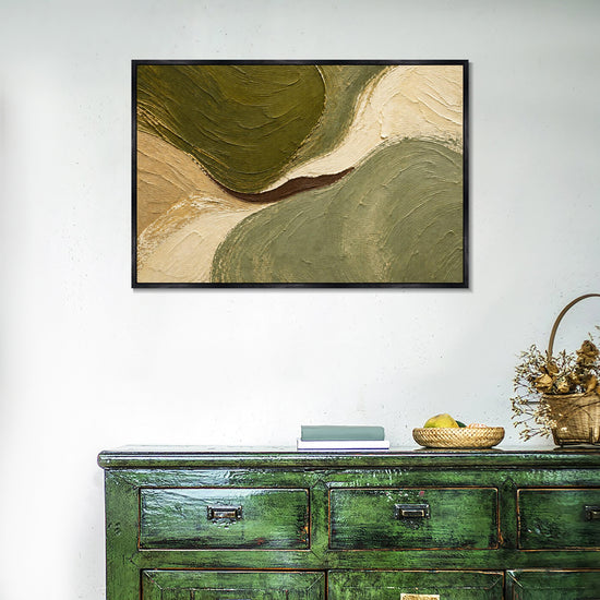 INVIN ART Framed Canvas 100% Handpainted Oil Painting Between Green Hills Wall Art