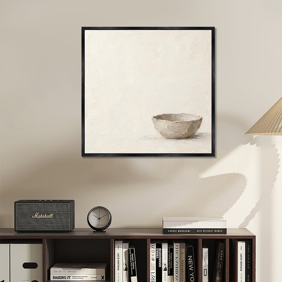INVIN ART Framed Canvas 100% Handpainted Oil Painting An Empty Bowl Wall Art