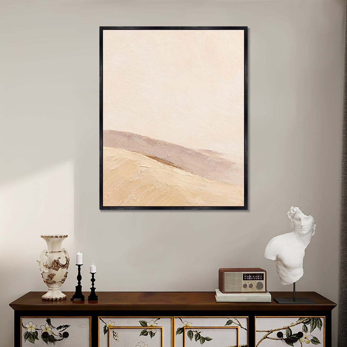 INVIN ART Framed Canvas 100% Handpainted Oil Painting Turning Dunes Wall Art