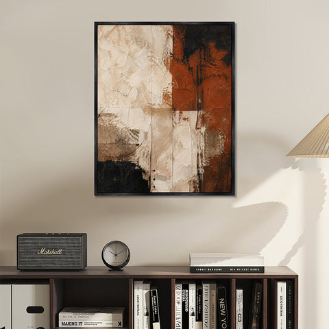INVIN ART Framed Canvas 100% Handpainted Oil Painting Rust on a Weathered Wall Wall Art
