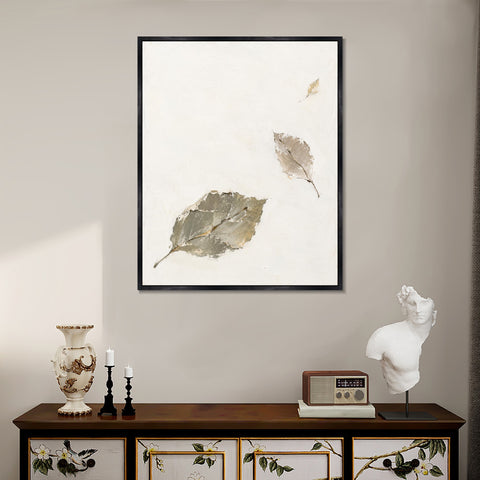 INVIN ART Framed Canvas 100% Handpainted Oil Painting Leaves Held by the Wind Wall Art
