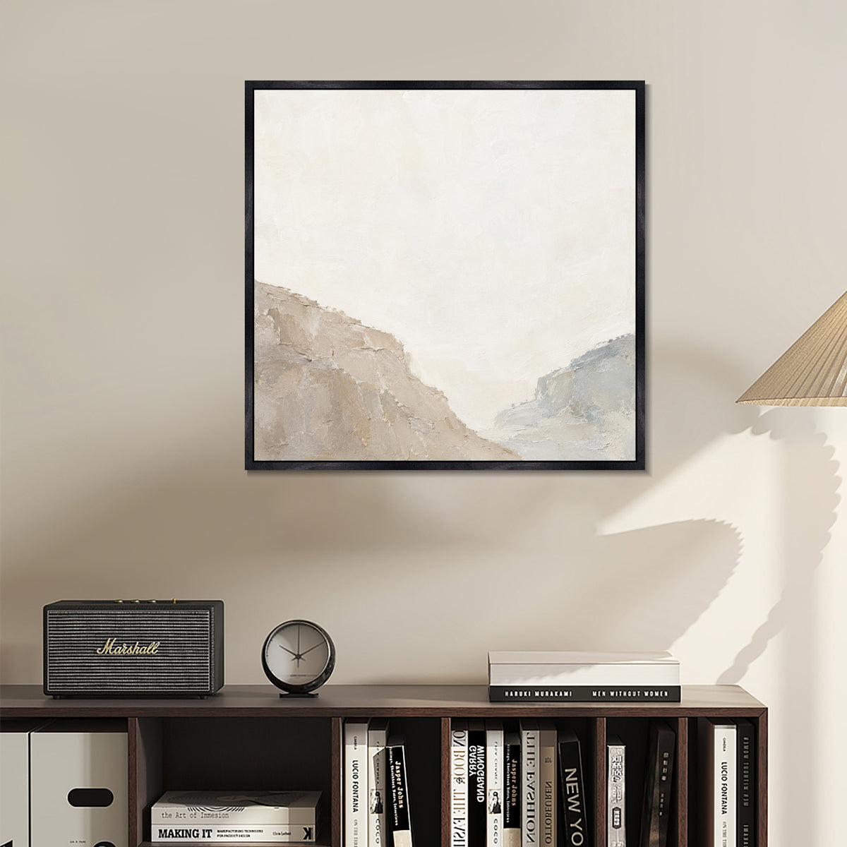 INVIN ART Framed Canvas 100% Handpainted Oil Painting Two Sides of an Empty Valley Wall Art