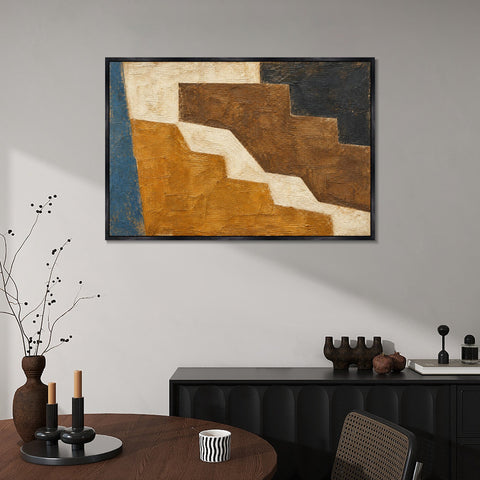INVIN ART Framed Canvas 100% Handpainted Oil Painting Ochre Terraces Wall Art