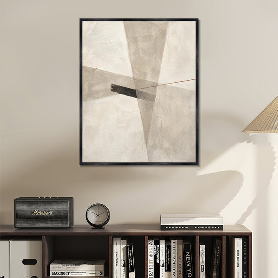 INVIN ART Framed Canvas 100% Handpainted Oil Painting Intersecting Gray Planes Wall Art