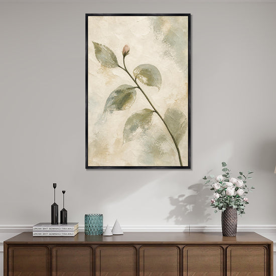INVIN ART Framed Canvas 100% Handpainted Oil Painting First Bud on the Branch Wall Art