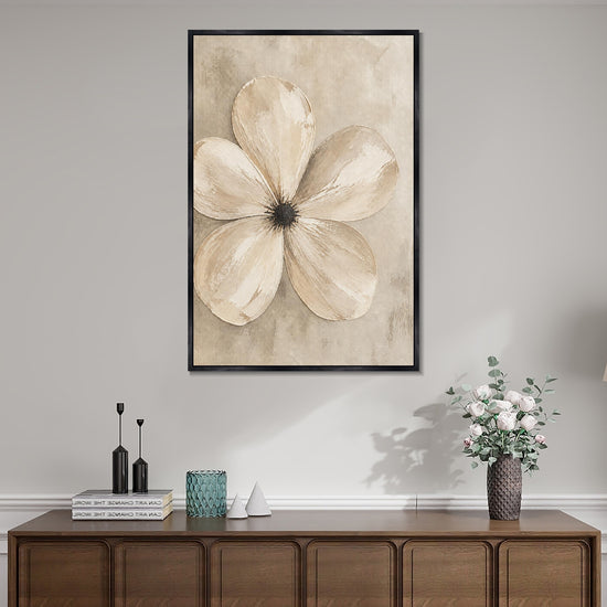 INVIN ART Framed Canvas 100% Handpainted Oil Painting Five Pale Petals Wall Art