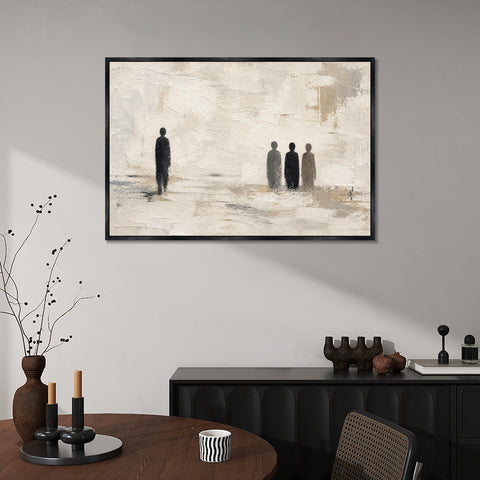 INVIN ART Framed Canvas 100% Handpainted Oil Painting Near and Far Wall Art