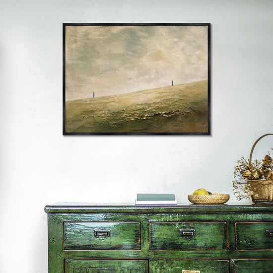 INVIN ART Framed Canvas 100% Handpainted Oil Painting Two Figures on the Open Field Wall Art