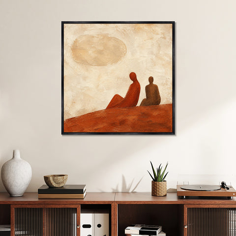 INVIN ART Framed Canvas 100% Handpainted Oil Painting Beneath the Golden Sky Wall Art
