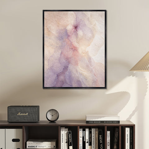 INVIN ART Framed Canvas 100% Handpainted Oil Painting Blush and Lavender Mist Wall Art